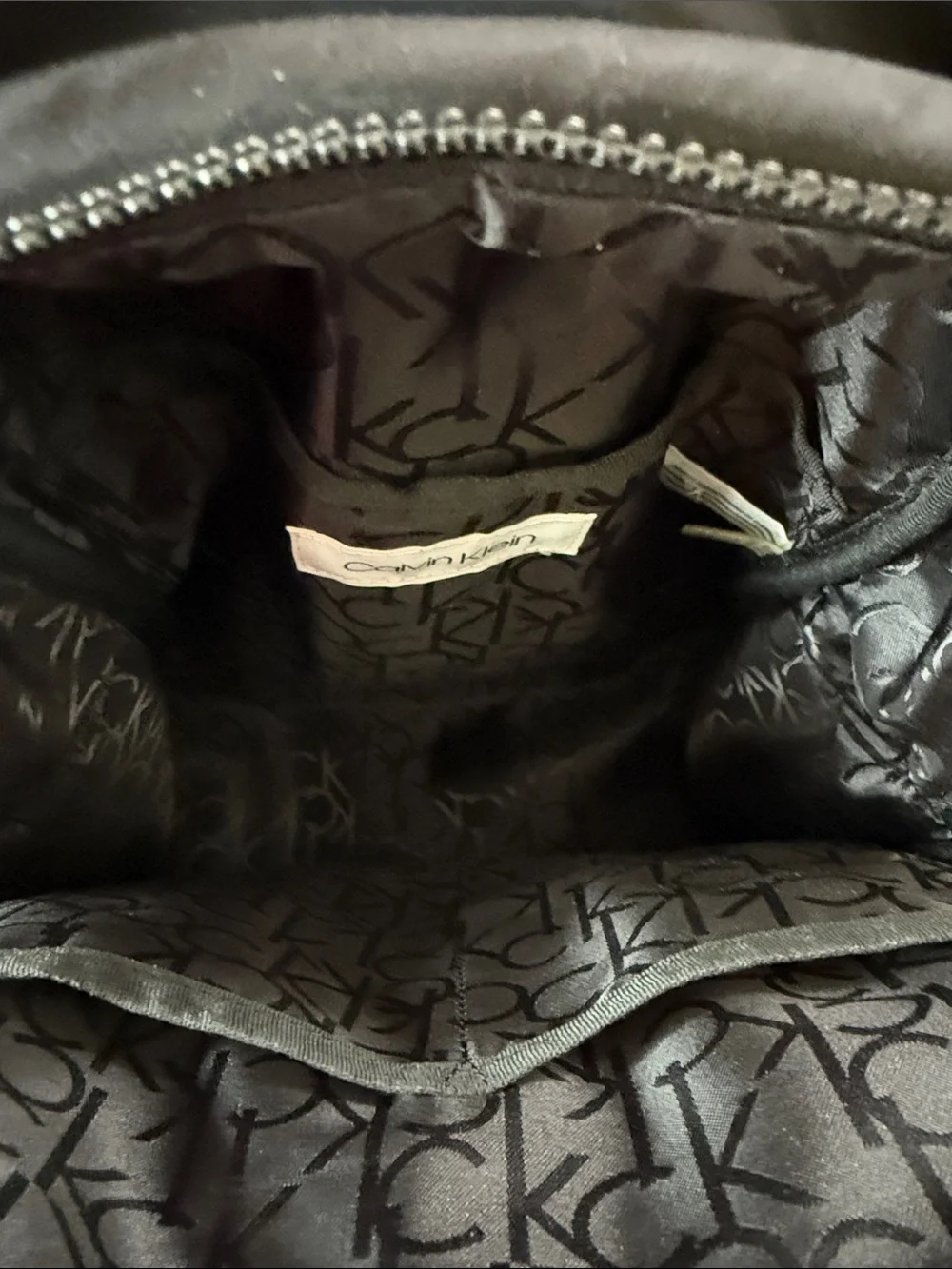 Z Calvin Klein Black Backpack with White Logo Front Pocket